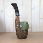 Ceramic Pipe Schnapps Bottle, Tyrolean Hunter Face, Ashtray Top, Folk Art Decanter, German Alpine, 1960s