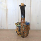 Ceramic Pipe Schnapps Bottle, Austrian Folk Art, Ashtray Top, Mustachioed Man Face, Alpine Decanter, 1960s