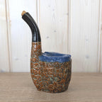 Ceramic Pipe Schnapps Bottle, Austrian Folk Art, Ashtray Top, Mustachioed Man Face, Alpine Decanter, 1960s