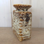 Vest Keramiek Fat Lava Vase, Van Woerden Gouda Netherlands, Rectangular Dutch Pottery, 1970s