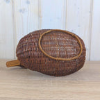 Wicker Duck Basket, Rattan with Wooden Beak, 1970s Folk Art, Fruit Bread Display Basket
