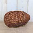Wicker Duck Basket, Rattan with Wooden Beak, 1970s Folk Art, Fruit Bread Display Basket