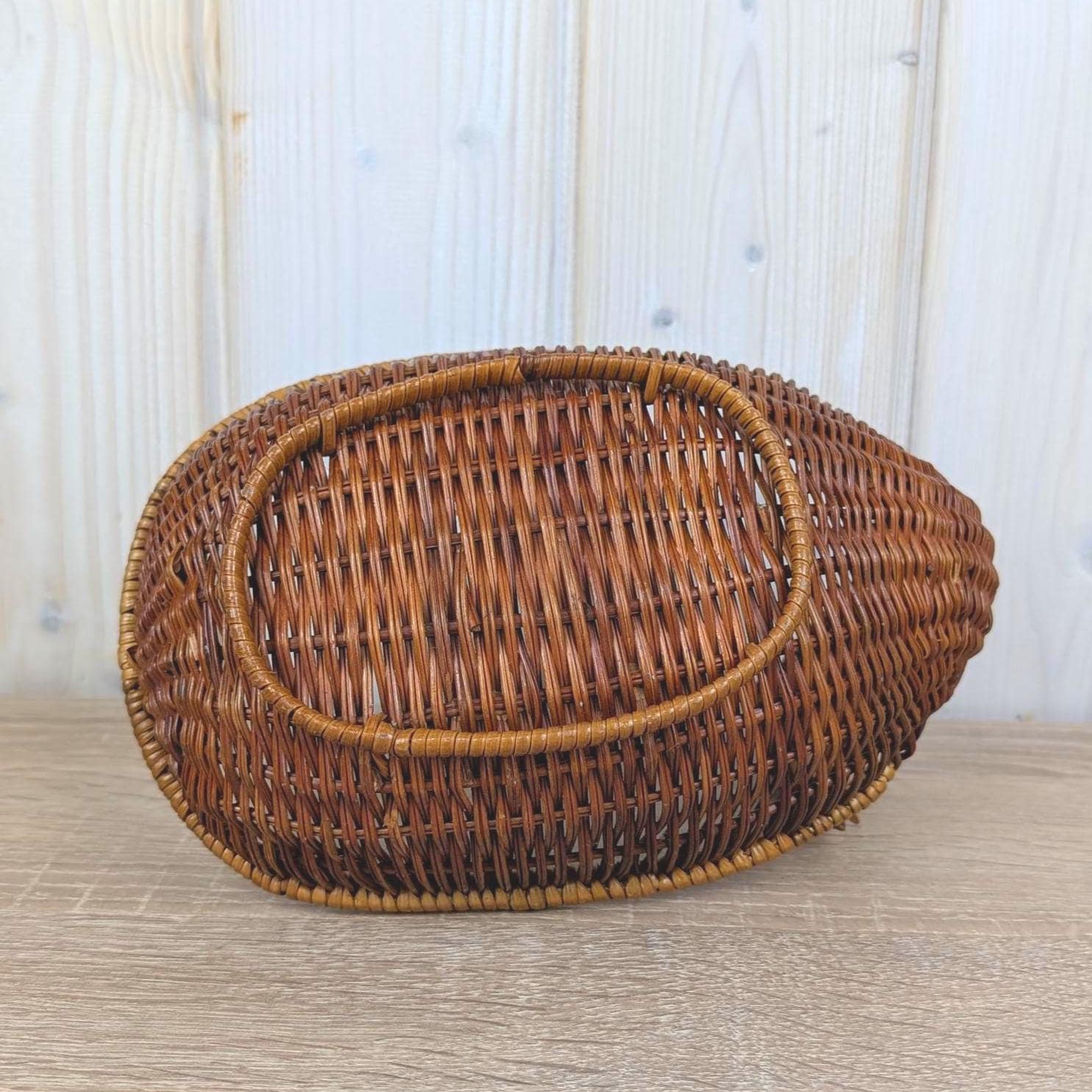 Wicker Duck Basket, Rattan with Wooden Beak, 1970s Folk Art, Fruit Bread Display Basket