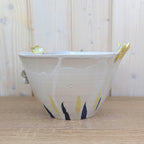 Studio Pottery Hen Bowl, Signed Handmade Ceramic Chicken, Yellow Navy Folk Art, Vintage 1970s
