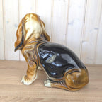 Large Vintage Ceramic Basset Hound Figurine, Italian Style, Hand-Painted Gloss Glaze, Mid-Century Dog Statue, 1960s 1970s