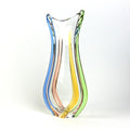 Fr Zemek Art Glass Vase Czech, Mid Century Modern Glass, Sommerso Style Blue Green Amber Tall Vase