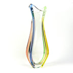 Fr Zemek Art Glass Vase Czech, Mid Century Modern Glass, Sommerso Style Blue Green Amber Tall Vase