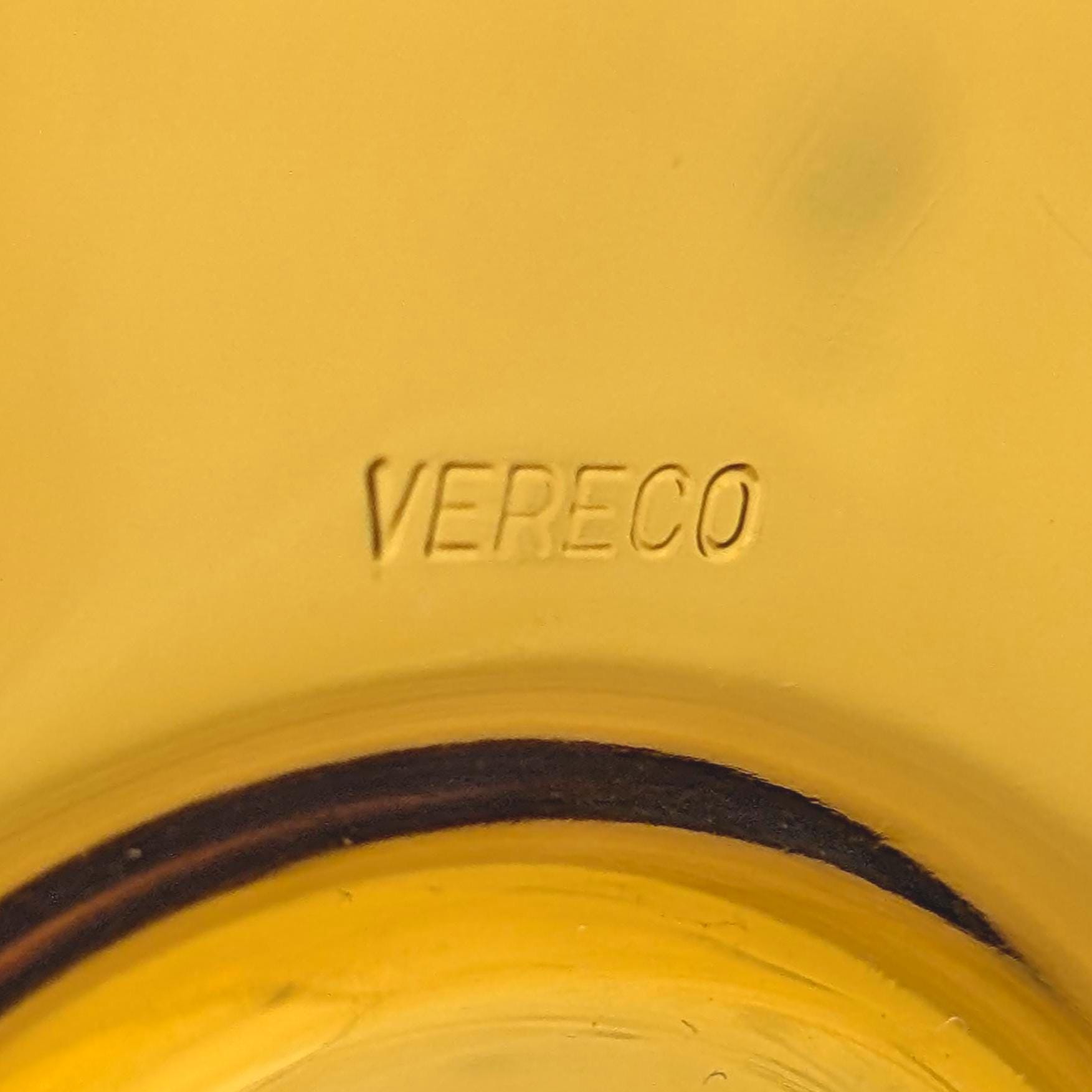 Espresso Cup Saucer Set of 4, Vereco France, Amber Glass, 1970s Tempered Glass, French Glassware