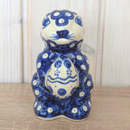 Boleslawiec Polish Pottery Easter Bunny Figurine, Wiza Poland, Peacock Eye Pattern, 1980s, Hand Made