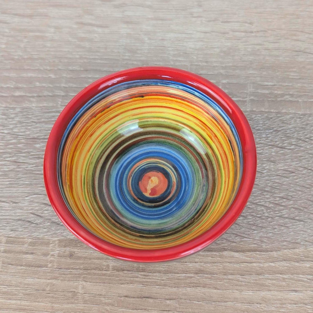 Alfasur Ceramica Spain Hand Painted Multicolor Swirl Bowl Set, 2 Sizes, 1980s Spanish Pottery