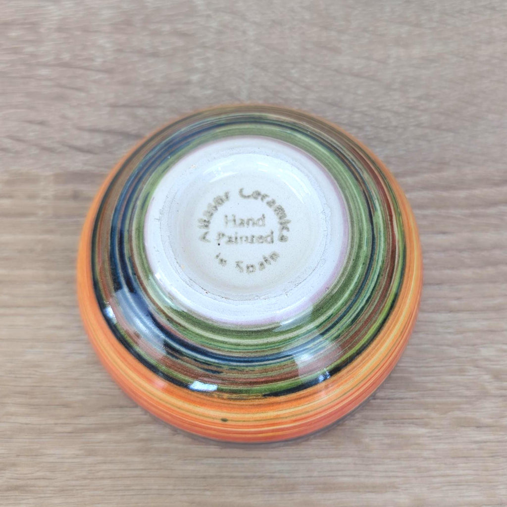 Alfasur Ceramica Spain Hand Painted Multicolor Swirl Bowl Set, 2 Sizes, 1980s Spanish Pottery