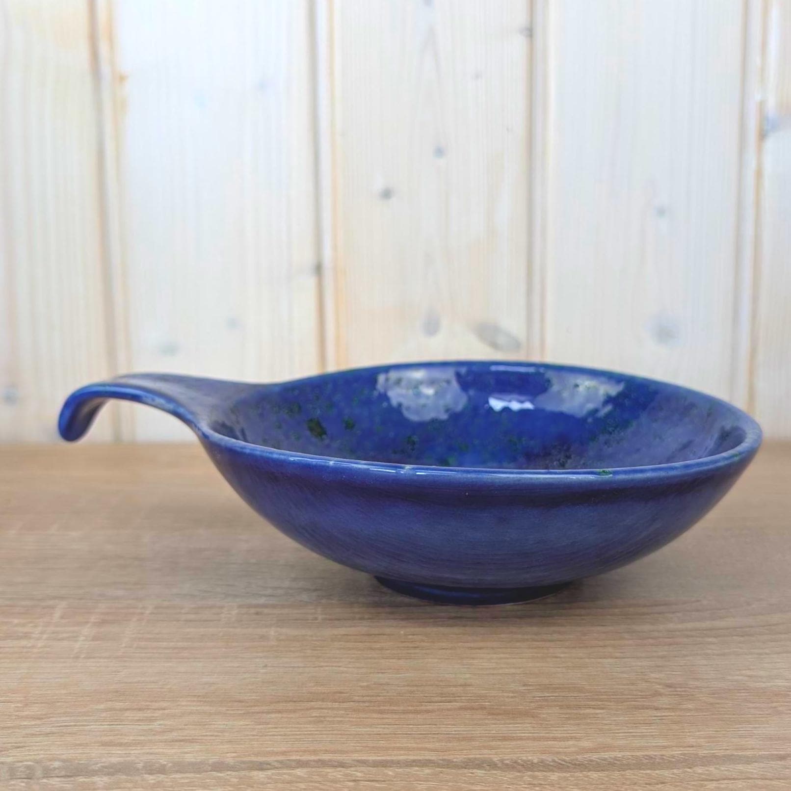 Dümler Breiden 206/18 Fat Lava Bowl with Handle, Cobalt Blue Red Glaze, West Germany, 1970s