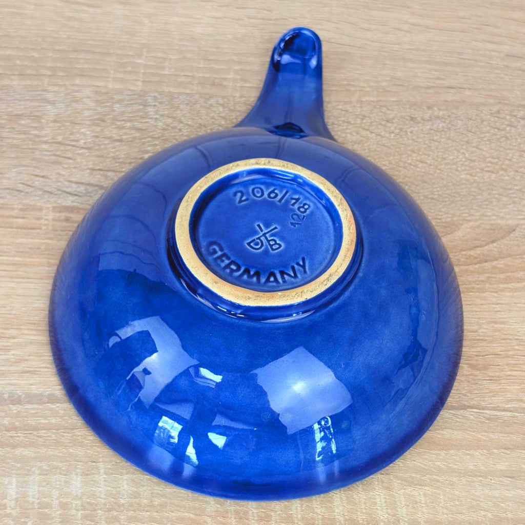 Dümler Breiden 206/18 Fat Lava Bowl with Handle, Cobalt Blue Red Glaze, West Germany, 1970s