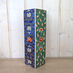 Vase, Japanese Porcelain Square , Kuzan Gama, Cobalt Blue Green Peony Gold, 1980s Imari Style