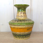 Bitossi Sahara Vase, Cer Paoli, Aldo Londi, Italian Ceramics, Mid Century, 1960s, Green Orange Sgraffito