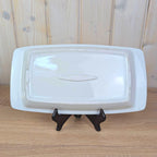Serving Platters set of 3, Kahla Duett  white porcelain, circle relief, GDR East Germany, 1960s 1970s