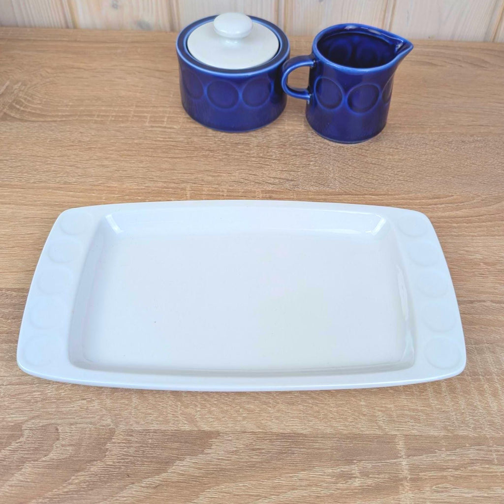 Sugar bowl, Creamer and Tray Set, Kahla Duett, cobalt blue porcelain, GDR East Germany, 1960s 1970s