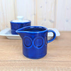 Sugar bowl, Creamer and Tray Set, Kahla Duett, cobalt blue porcelain, GDR East Germany, 1960s 1970s