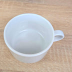 Cup and Saucer Set of 4, Kahla Duett, white cup cobalt blue saucer, GDR East Germany, 1960s 1970s