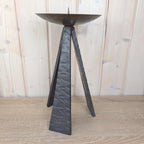 Brutalist Iron Tripod Candleholder, Hammered Metal Bowl, Hand Forged, 1970s