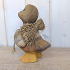 Coconut Shell Duck Figurine, Handmade Natural Fiber Folk Art, Boho Decor, 1980s