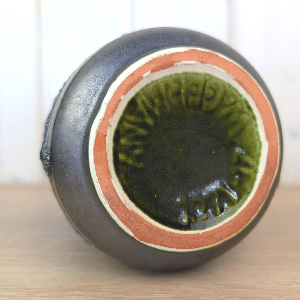 Carstens Tönnieshof Vase 1271-17, Fat Lava Glaze, West Germany, Teal Blue, 1960s
