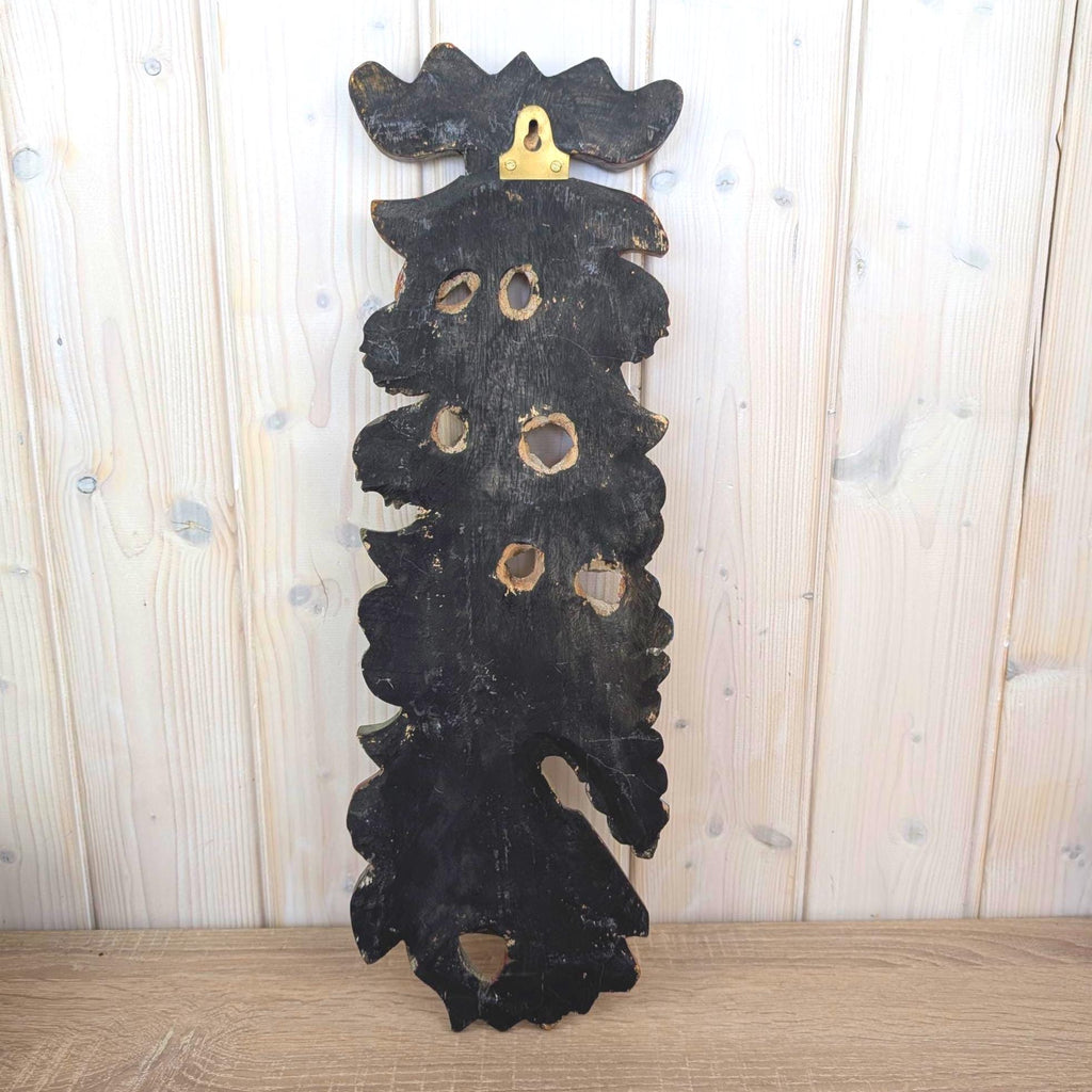 Wood Floral Garland Wall Plaque, Polychrome Painted, 1960s, Flowers Grapes Fruit, Folk Art