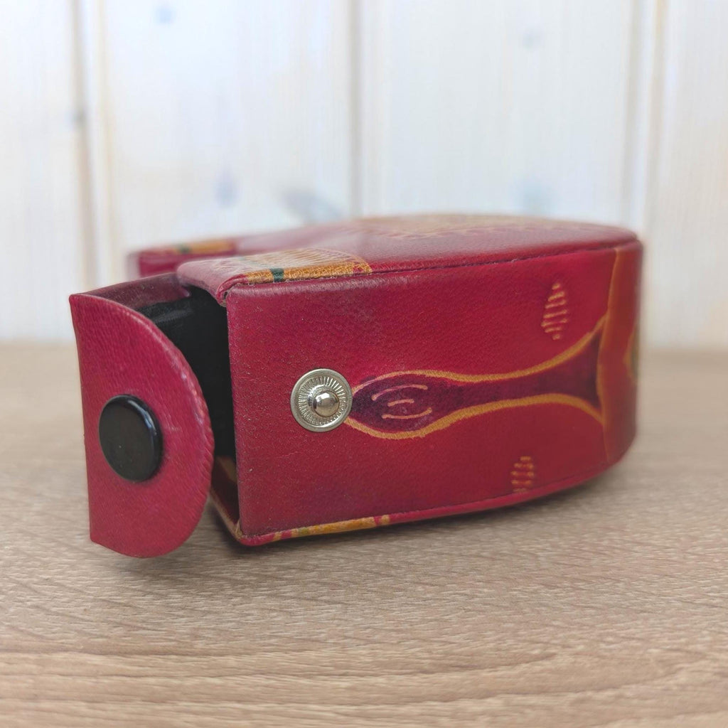Coin Bank, Leather Elephant, Tooled Painted Leather, Folk Art, Piggy Bank, Trunk Up Lucky