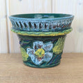 Nuovo Rinascimento Fat Lava Planter, Italian Ceramics, 1970s, Green Lava Glaze, Flower Pot