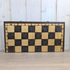 Handmade Wooden Chess Set, Folk Art Carved Pieces, Pyrography Board, Complete 32 Pieces, Storage Box