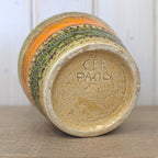 Bitossi Sahara Vase, Cer Paoli, Aldo Londi, Italian Ceramics, Mid Century, 1960s, Green Orange Sgraffito
