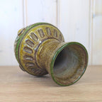 Fratelli Fanciullacci or Pugi Italian ceramic vase, relief decor, 1960s, Montelupo, green brown glaze, studio pottery
