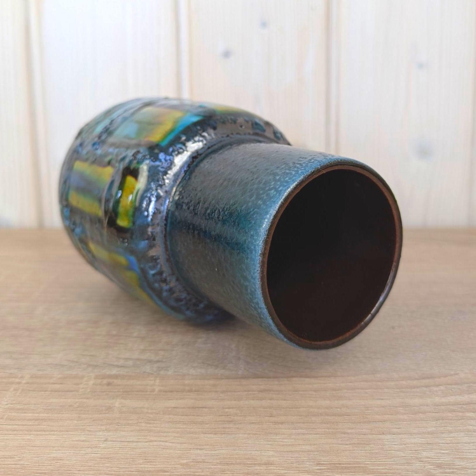 Carstens Tönnieshof Vase 1271-17, Fat Lava Glaze, West Germany, Teal Blue, 1960s