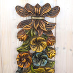 Wood Floral Garland Wall Plaque, Polychrome Painted, 1960s, Flowers Grapes Fruit, Folk Art