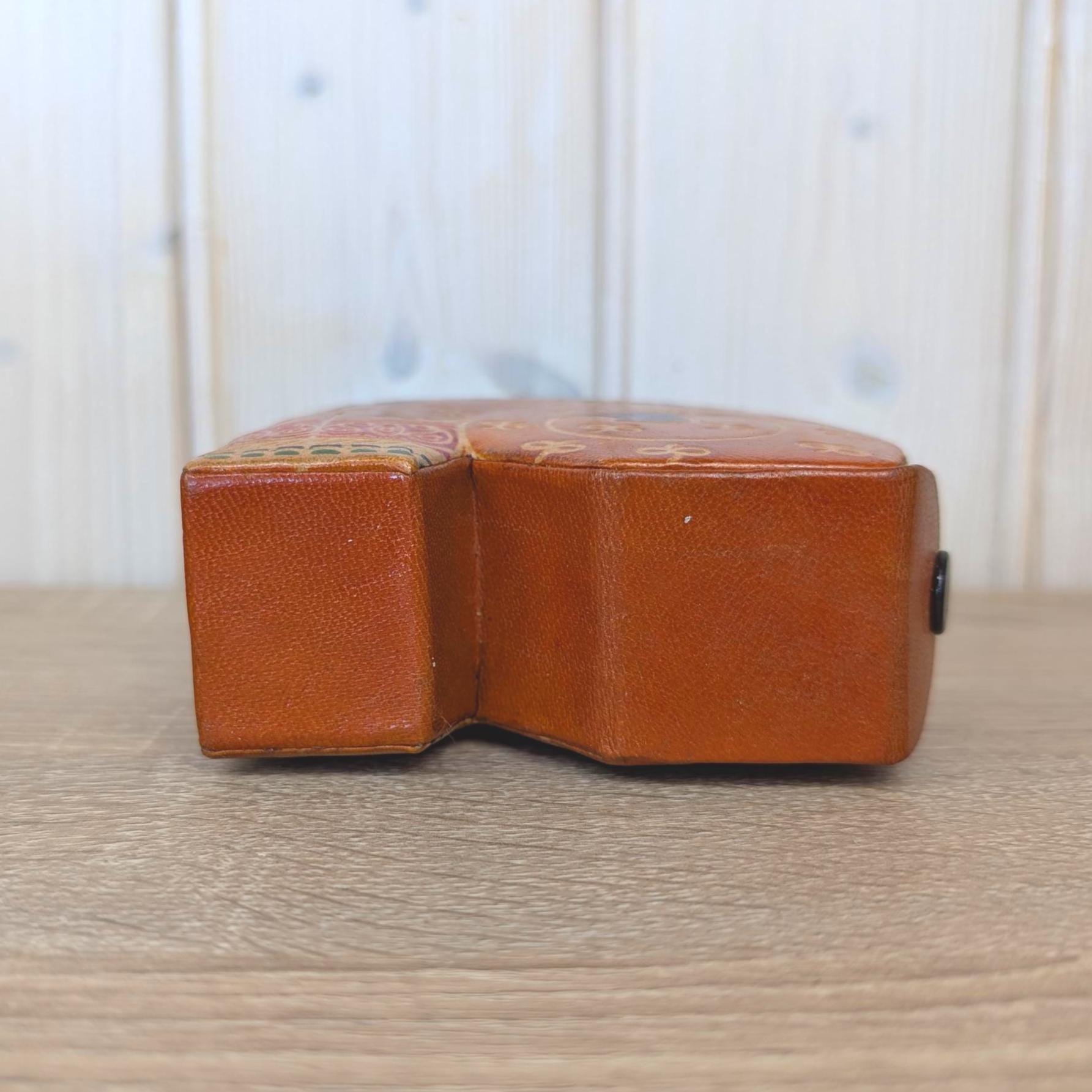Coin Bank, Leather Cat, Tooled Painted Leather, Folk Art, Piggy Bank, Cat Figurine
