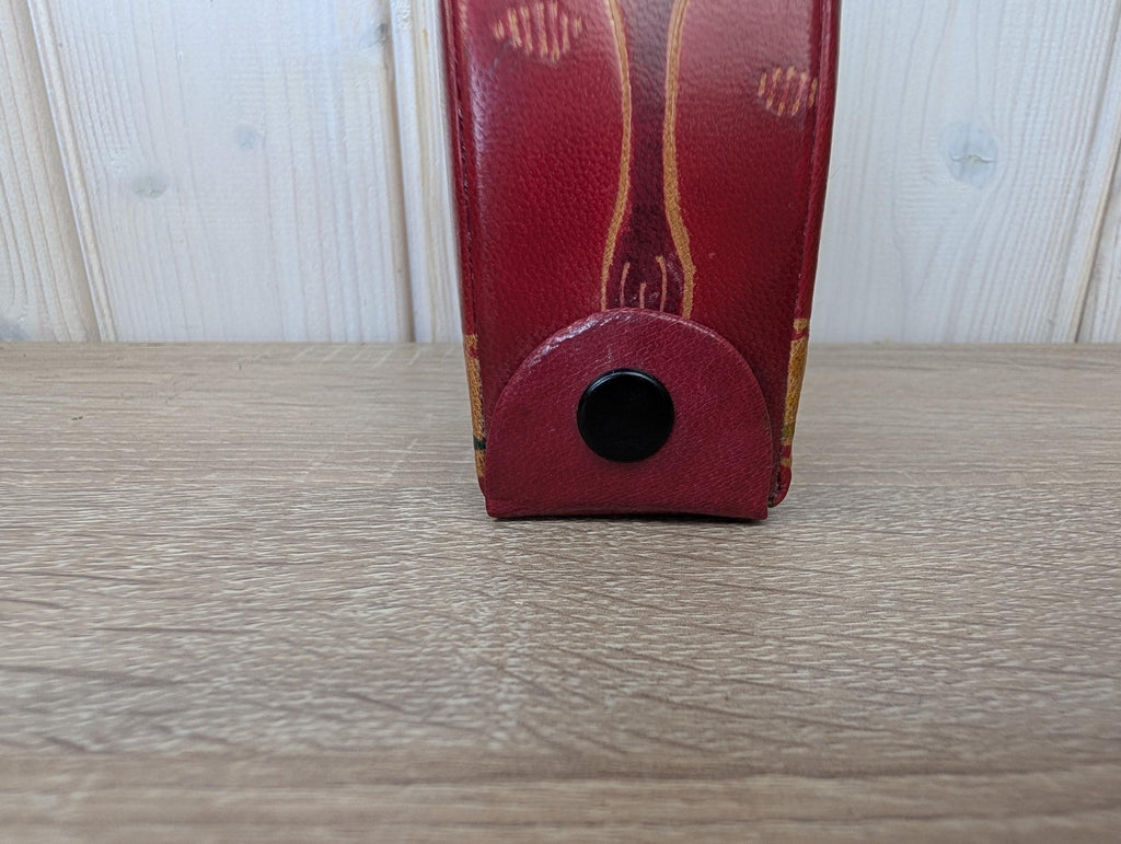 Coin Bank, Leather Elephant, Tooled Painted Leather, Folk Art, Piggy Bank, Trunk Up Lucky