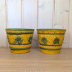 Fohr Keramik planters 184/15, set of 2, West Germany, mustard green, 1960s, flower pot pair