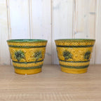 Fohr Keramik planters 184/15, set of 2, West Germany, mustard green, 1960s, flower pot pair