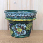 Nuovo Rinascimento Fat Lava Planter, Italian Ceramics, 1970s, Green Lava Glaze, Flower Pot