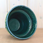 Nuovo Rinascimento Fat Lava Planter, Italian Ceramics, 1970s, Green Lava Glaze, Flower Pot