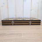 Handmade Wooden Chess Set, Folk Art Carved Pieces, Pyrography Board, Complete 32 Pieces, Storage Box