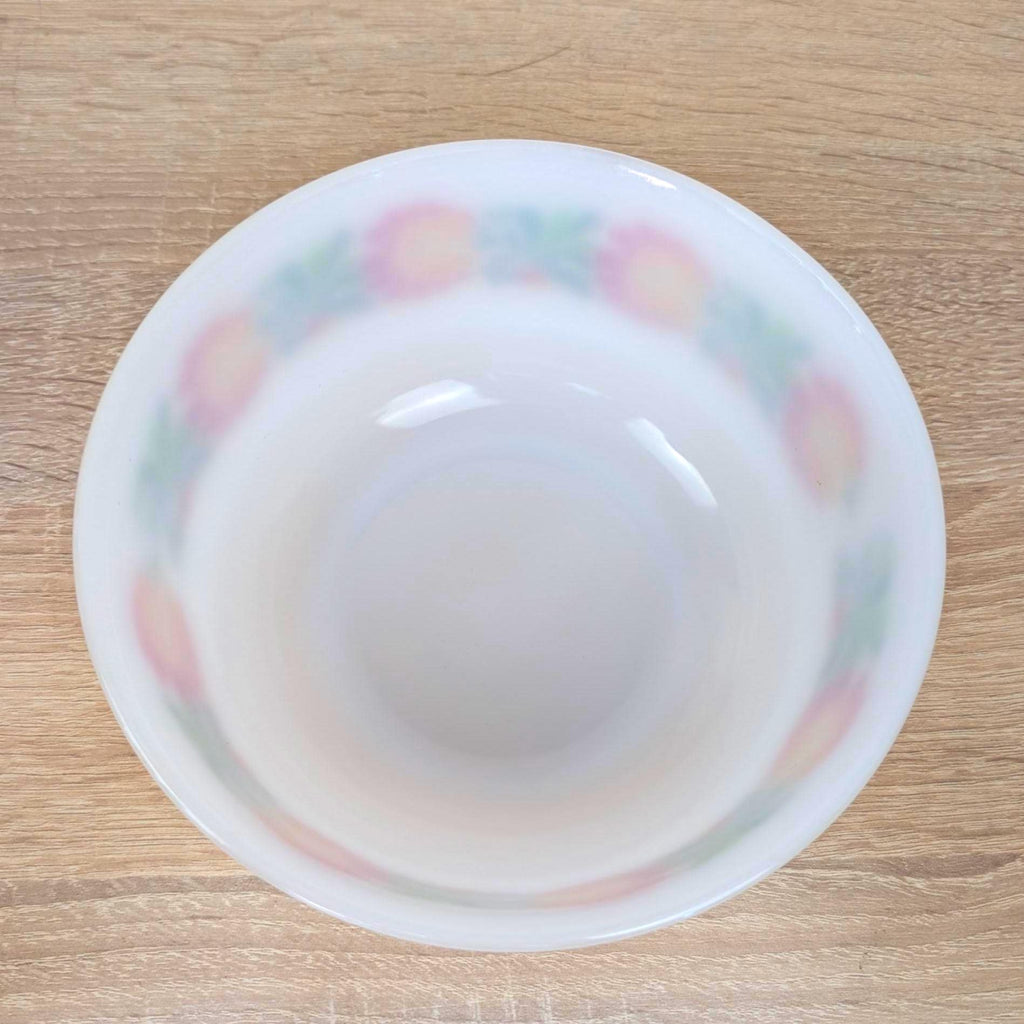 Glass Nesting Bowls, Schott Mainz Jenaer Set of Two, Folk Art Tulip Decor, Opal Glass, 1970s Germany